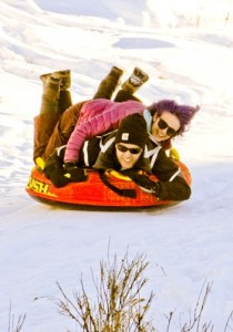Double Decking Sledding at the Guest Ranch