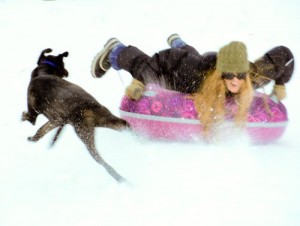 Sledding at the Guest Ranch