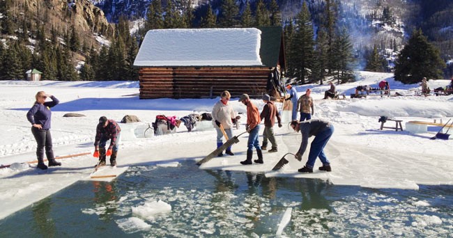 Crew Cuts Ice at Humphreys Ranch in Creede, Colorado