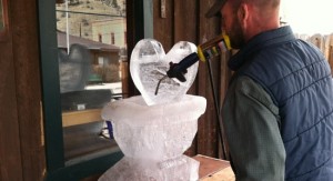 Creating the 4UR's ice sculpture