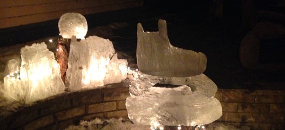 Ice sculptures illuminated for Cabin Fever Daze in Creede, CO