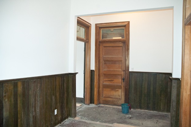 new remodel with drywall and green stained beadboard into artist's studio on colorado ranch