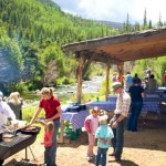 fish fry next to colorado mountain creek on fly fishing guest ranch