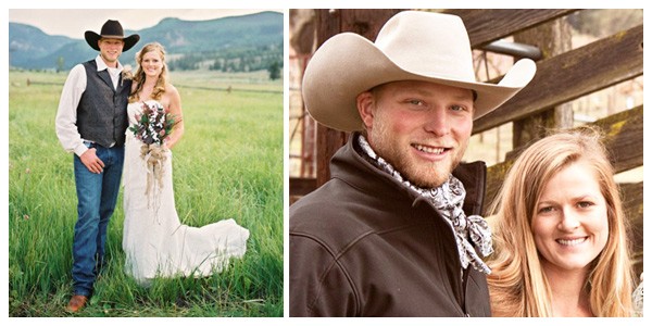 cowboy and wife ranch wedding and at home on farm