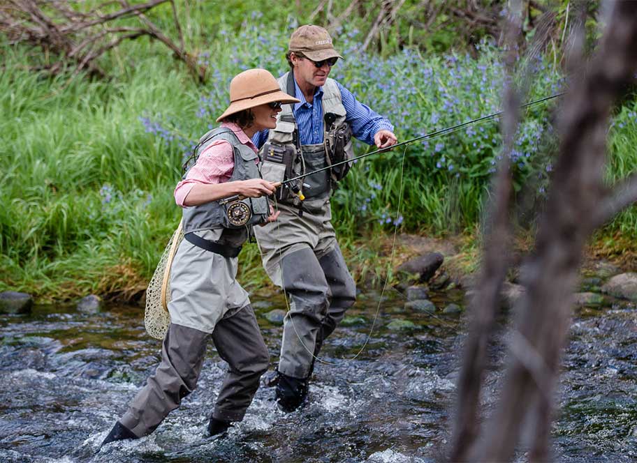 man and women fishing together